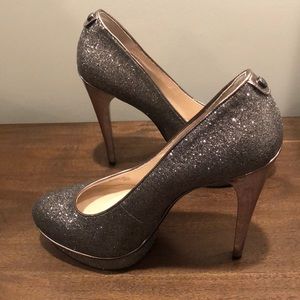 Michael Kors silver glitter sparkly platform heels